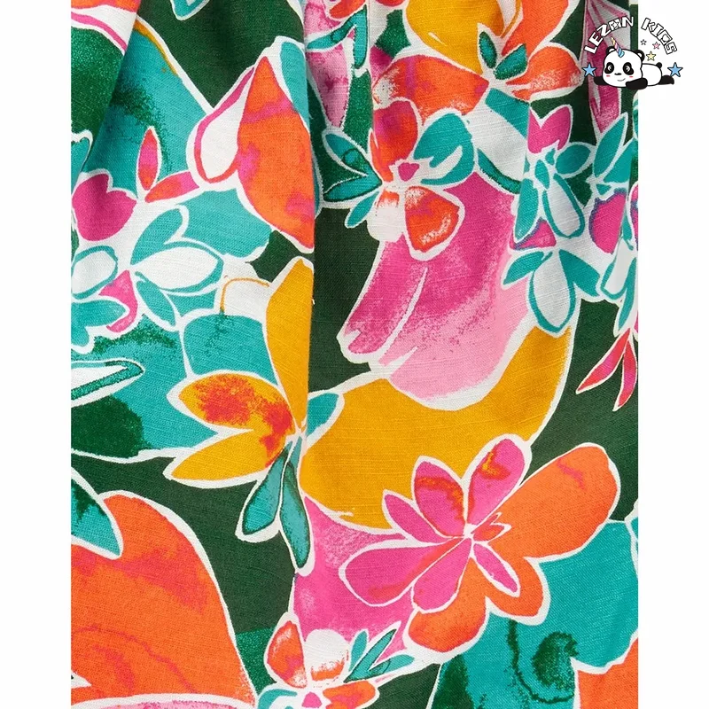 LEZONKIDS - Conjunto de Roupas de Verão para Meninas Pequenas com Legging Curto e Top Colorido Personalizável de Alta Qualidade para Férias